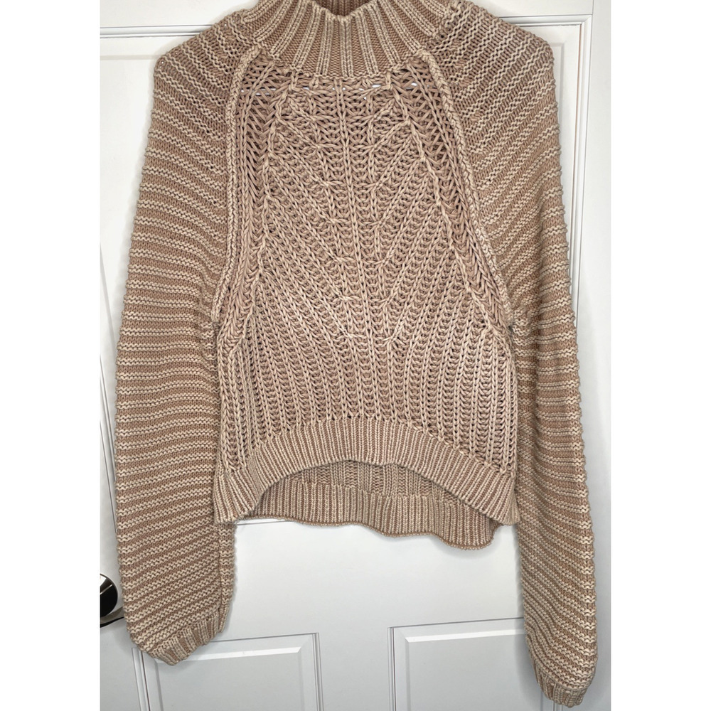 Free People Women's Rib-Knit Oversized Sweater Sz XS Boho Distressed Cotton